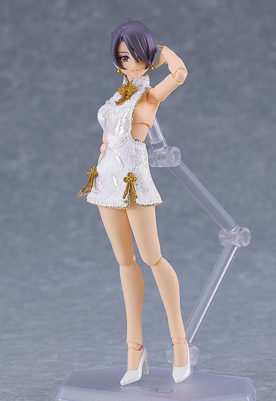 Max Factory 569b figma Female Body (Mika) with Mini Skirt Chinese Dress Outfit (White) - figma Styles Action Figure