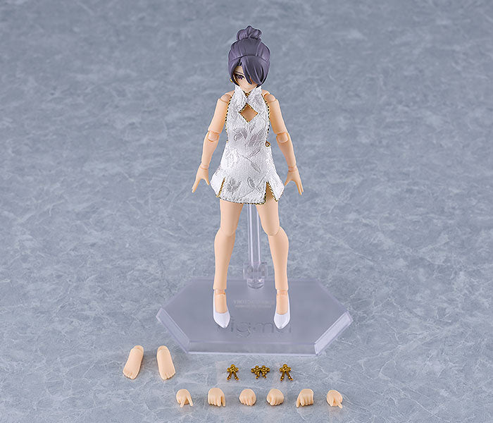Max Factory 569b figma Female Body (Mika) with Mini Skirt Chinese Dress Outfit (White) - figma Styles Action Figure