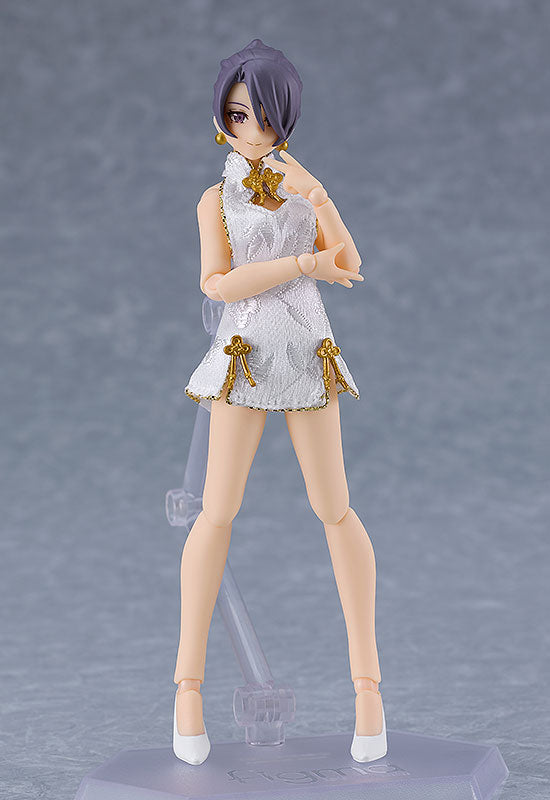 Max Factory 569b figma Female Body (Mika) with Mini Skirt Chinese Dress Outfit (White) - figma Styles Action Figure