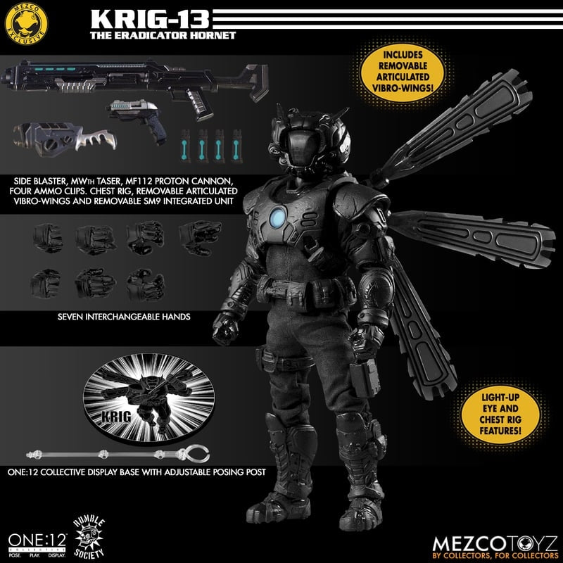 MEZCO TOYS ONE-12 COLLECTIVE KRIG-13 ERADICATOR HORNET MDX - Rumble Society Action Figure