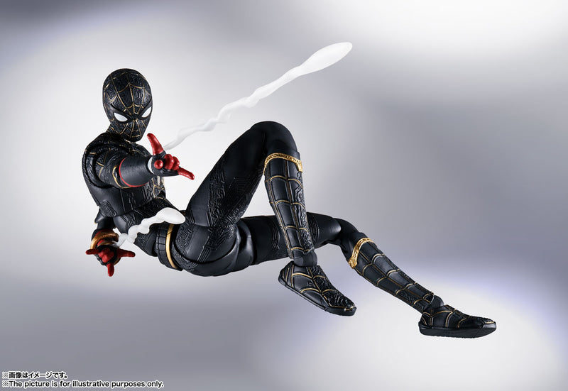 BANDAI Tamashii Nations S.H.Figuarts Spiderman Black & Gold Suit Special Set - Spider-Man No Way Home Action Figure