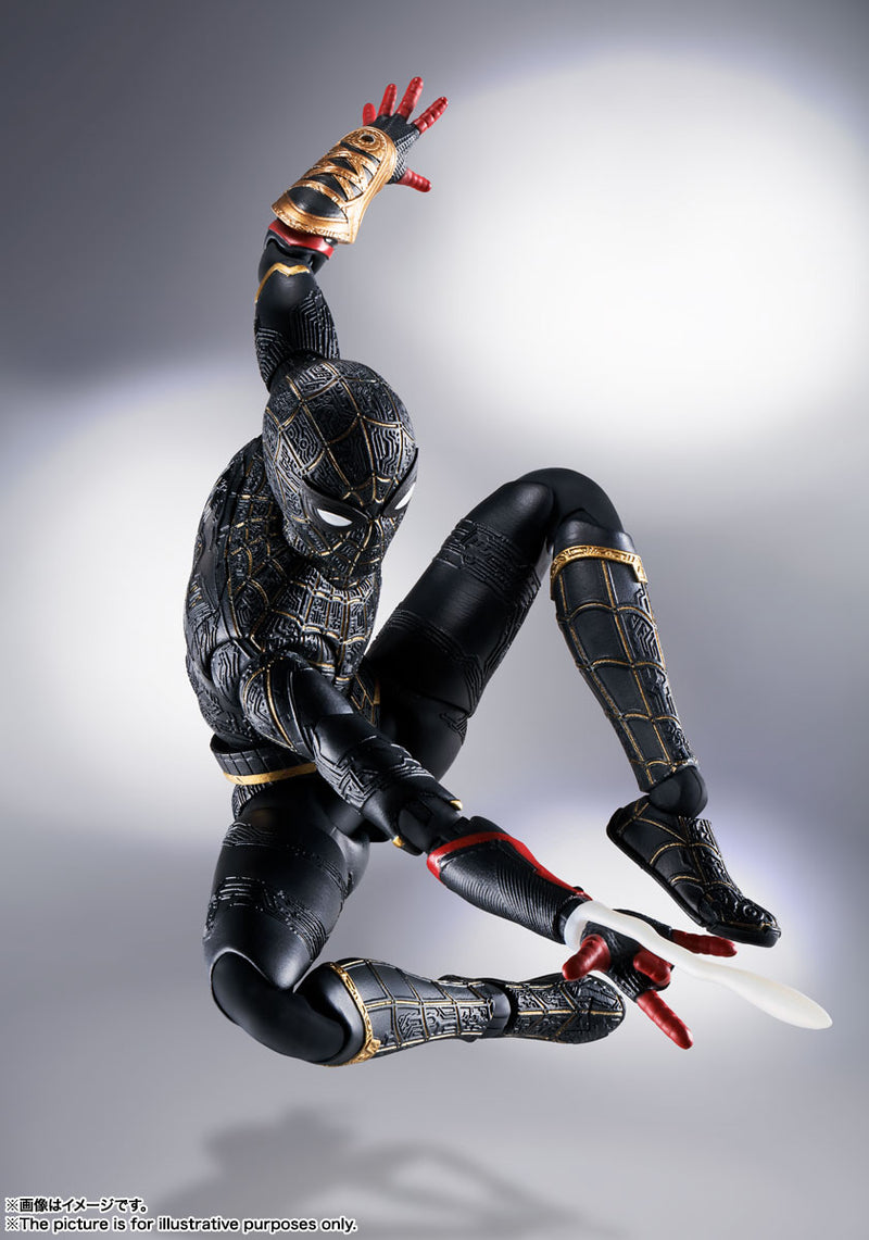 BANDAI Tamashii Nations S.H.Figuarts Spiderman Black & Gold Suit Special Set - Spider-Man No Way Home Action Figure